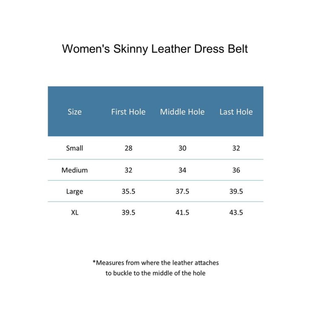 CTM Women's 3/4 Inch Skinny Leather Dress Belt Silver Buckle - Picture 3 of 3